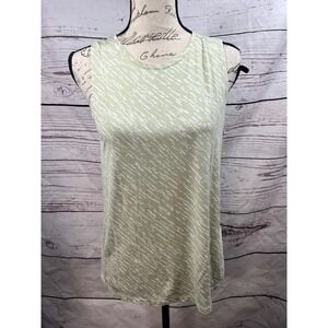 NINE WEST Soft Spun Sleeveless Tank Top Womens Size M Light Green White Print